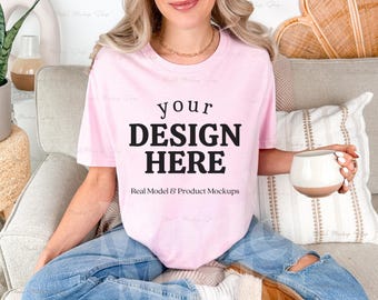 Comfort Colors 1717 Blossom T-shirt Mockup, Real Model (Digital Download)