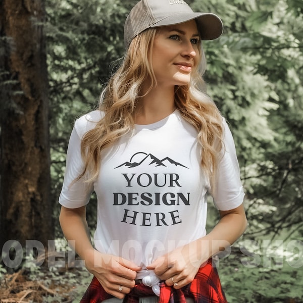 White Bella Canvas 3001, White Tshirt Mockup, Model Mockup, Tshirt Mockup, Outdoor mockup