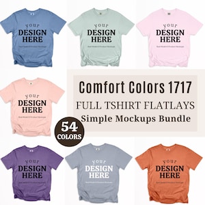 Lot de maquettes à plat 1717 Comfort Colors, lot de t-shirts pliés CC1717 à plat, t-shirt POD minimal, fond blanc simple 1717 à plat