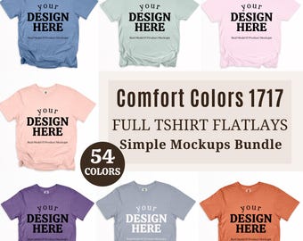 Comfort Colors 1717 T-Shirt Mockup Bundle,  Flatlay Tshirt Bundle, CC1717 Full Shirt flatlay