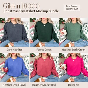 Gildan 18000 Christmas Mockup Bundle, Sweatshirt Crewneck Mockup, Gildan 18000 Bundle, Real Model Mock, Trendy Holiday Aesthetic Christmas image 7