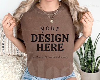 Comfort Colors 1717 Espresso T-Shirt Mockup, CC1717 Oversized Brown Tee Digital Mockup