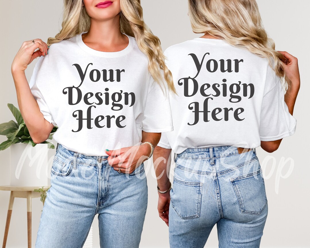 Front and Back Bella Canvas 3001 Mockup Front and Back Mockup Oversized ...