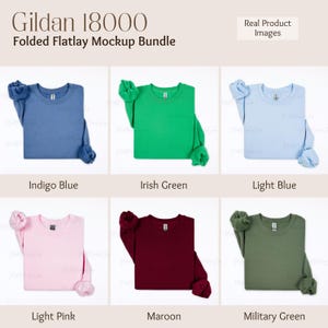 Gildan 18000 Mockup Bundle, gefaltetes Flat Lay Mockup Bundle, G180 gefaltetes Sweatshirt Mockup Bundle, Flatlay Crewneck Pullover Bundle Mockup Bild 6