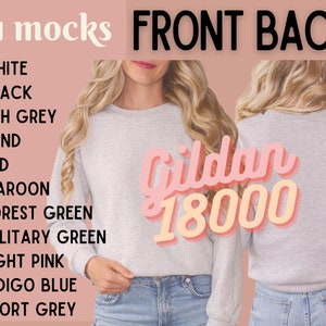 Gildan 18000 Sweatshirt Mockup Bundle, Front & Back (Digital Download) image 10