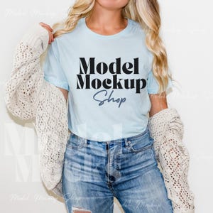 Heather Ice Blue Bella Canvas 3001 Mockup | Heather Ice Blue Mock Up | Ice Blue Mockup | T shirt mock up