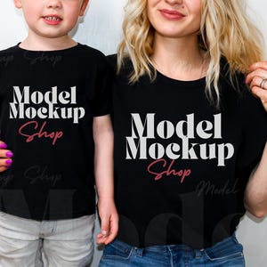 Mommy and Me Mockup | Mother Daughter Bella Canvas 3001 Mockup | Black Tshirt Mockup | family tshirt mockup | Kids Shirt Mock Up |  Toddler