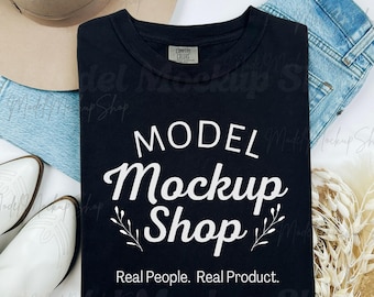 Comfort Colors 1717 Zwart T-shirt Flat Lay Mockup (Digitale Download)
