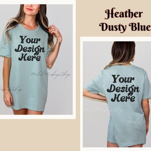 May include: A light blue t-shirt with short sleeves and a crew neck. The shirt has the text "Your Design Here" printed on the front and back in a retro font.