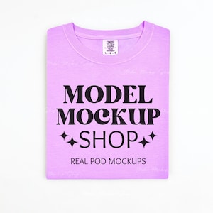 Comfort Colors 1717 Neon Violet Flat Lay Mockup, Comfort Colors Flat Lay Mock up, CC1717 Neon Violet Mock, Short Sleeve Folded Shirt Mockup