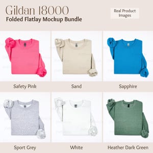 Gildan 18000 Mockup Bundle, gefaltetes Flat Lay Mockup Bundle, G180 gefaltetes Sweatshirt Mockup Bundle, Flatlay Crewneck Pullover Bundle Mockup Bild 8