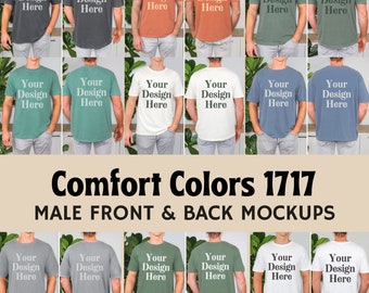 Front and Back Comfort Colors C1717 Mens Tshirt Mockup Bundle | Model Mockup Bundle | 1717 Mock Ups | Comfort Color Shirt | Mock up Bundle