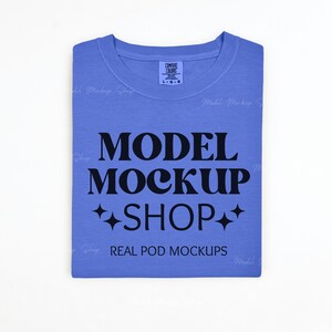 Comfort Colors 1717 Periwinkle Flat Lay Mockup, Comfort Colors Flat Lay Mock up, CC1717 Periwinkle Mock, Short Sleeve Folded Shirt Mockup