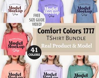 Comfort Colors 1717 Tshirt Mockup Bundle, CC1717 T-Shirt Mockup Bundle, Comfort Color Shirt, Real Model Mocks, Minimal Simple Background
