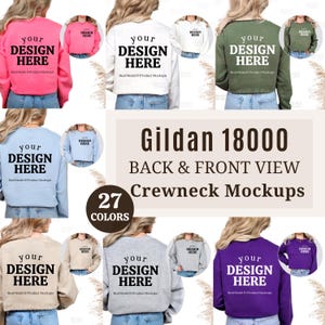 Gildan 18000 Sweatshirt Mockup Bundle: Front & Back Split View (Digital Download)