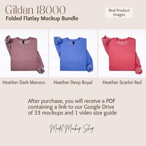 Gildan 18000 Mockup Bundle, gefaltetes Flat Lay Mockup Bundle, G180 gefaltetes Sweatshirt Mockup Bundle, Flatlay Crewneck Pullover Bundle Mockup Bild 9