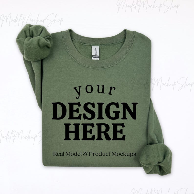 Gildan 18000 Mockup Bundle, gefaltetes Flat Lay Mockup Bundle, G180 gefaltetes Sweatshirt Mockup Bundle, Flatlay Crewneck Pullover Bundle Mockup Bild 2