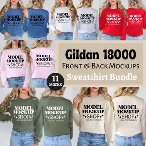 Gildan 18000 Sweatshirt Mockup Bundle, Front & Back (Digital Download) image 1