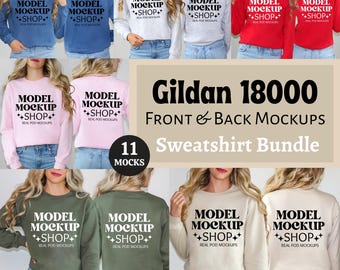 Gildan 18000 Mock up Bundle Womens Front Back Mockup Bundle Gildan Sweatshirt Mockup Crewneck Bundle Mega Mockup Bundle, Back Mock up Bundle