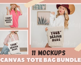 Canvas Tote Bag Mockup Bundle, Boho Style (Digital Download)