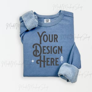 Comfort Colors 1466 Blue Jean Mockup, 1466 Simple Flat Lay Mockup, Blank Comfort Colors Sweatshirt, Lightweight Crewneck Mockup, Folded Mock