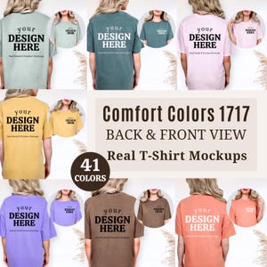 Comfort Colors 1717 Front Back Mockup Bundle, 1717 Shirt Bundle, Real Model Mock, Simple Minimal Dual Split View, Print on Back Tshirt Mock
