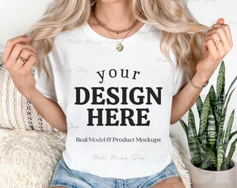 Comfort Colors 1717 White T-shirt Mockup, Real Model (Digital Download)