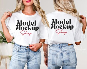 Bella Canvas 3001 White T-Shirt Mockup | Front and Back