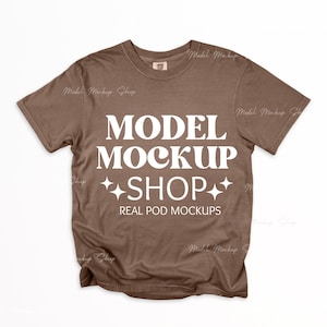 Comfort Colors 1717 Espresso Flat Lay Mockup, Comfort Colors POD Mock-up, Real Product Mock, Simple Minimal Basic Flatlay Brown Shirt