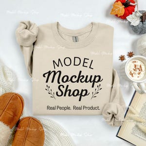 Gildan 18000 Fall Mockup, 18000 Sand Flat Lay Sweatshirt Mockup, Gildan Sand G180 Mock, Folded Flatlay Sweatshirt Mockup, Fall Sweatshirt