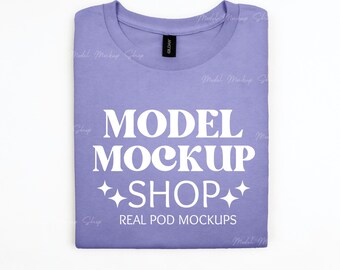Gildan 5000 Violet Flat Lay Mockup, 5000 Violet Flat Lay Shirt Mock, 5000 Folded Tshirt Flatlay Mock-up, Simple Plain Background Mockup