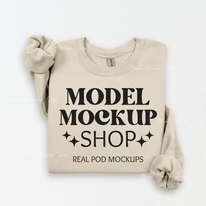 Gildan 18000 Sand Flat Lay Mockup, 18000 Sand Flat Lay Sweatshirt Mockup, Gildan Sand G180 Mock, Minimal Simple Flatlay Gildan 18000 Mockup
