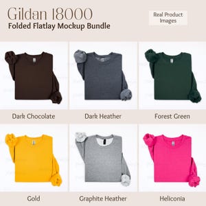 Gildan 18000 Mockup Bundle, gefaltetes Flat Lay Mockup Bundle, G180 gefaltetes Sweatshirt Mockup Bundle, Flatlay Crewneck Pullover Bundle Mockup Bild 5