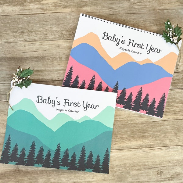 Baby First Year Calendar, Baby Milestone Calendar, Newborn Keepsake Book, New Baby Memory Book, Gender Neutral Baby Shower Gift, Baby Gift