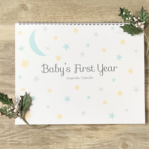 Baby First Year Calendar, Baby Milestone Calendar, Newborn Keepsake Book, New Baby Memory Book, Gender Neutral Baby Shower Gift, Baby Gift