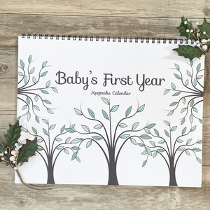 Baby First Year Calendar, Baby Milestone Calendar, Newborn Keepsake Book, New Baby Memory Book, Gender Neutral Baby Shower Gift, Baby Gift