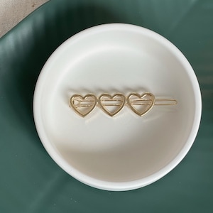Three Hearts Gold Hair Clip, Brass Hair Clip, Hair Accessories, Minimalist, Simple Hair Barrette