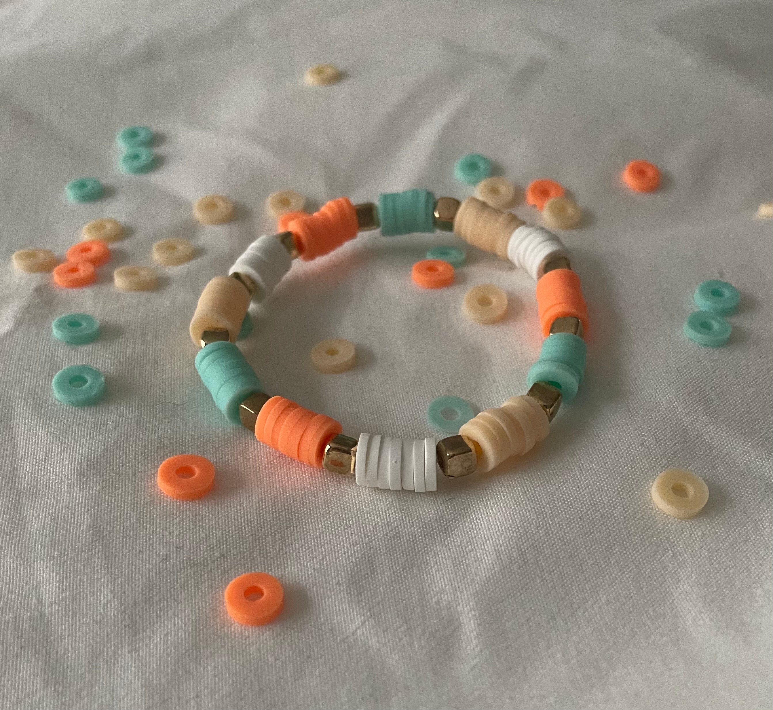 Aesthetic Beachy Clay Heishi Bead Bracelet Etsy