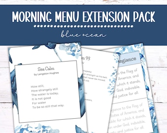 Morning Menu Extension Pack | Morning Basket Pages | Homeschool Morning Menu | Morning Time | Ocean Theme