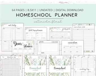 Homeschool Planner | Undated Planner | Homeschool Trackers | Printable Planner