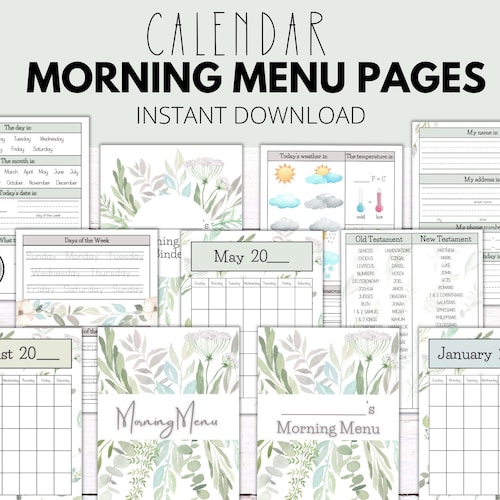 Morning Menu Pages Homeschool Morning Menu Calendar Pages Etsy Morning Menu Pages Homeschool Morning Menu Calendar Pages Etsy