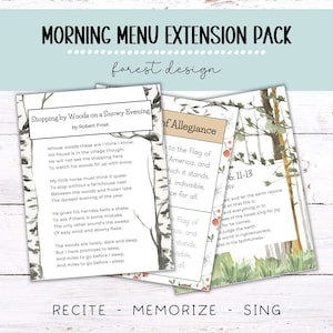 Morning Menu Extension Pack | Morning Basket Pages | Homeschool Morning Menu | Morning Time