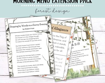 Morning Menu Extension Pack | Morning Basket Pages | Homeschool Morning Menu | Morning Time