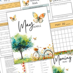 Paquete de mayo / Menú de la mañana / Imprimibles de primavera / Actividades florales
