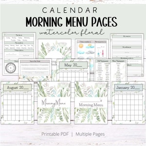 Morning Menu Pages | Homeschool Morning Menu | Calendar Pages | Morning Time