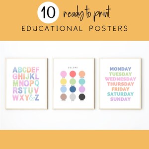 Conjunto de 10 carteles educativos / carteles de aprendizaje / impresiones de educación en el hogar / decoración de sala de juegos