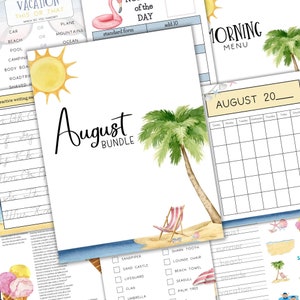 August Bündel | Morgenmenü für die Schule | Sommer Printable | Thema Strand und Urlaub