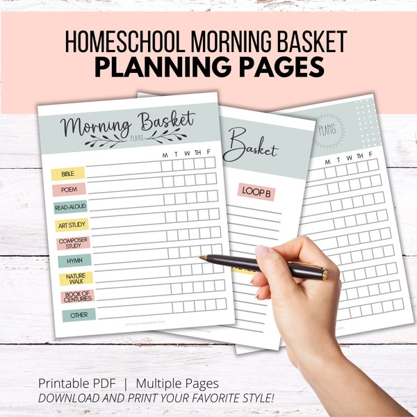 Homeschool Morning Basket Schedule | Morning Basket Planning Pages | Morning Time Resource | Charlotte Mason Homeschool
