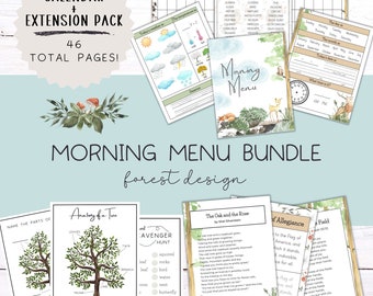 Forest Animals Morning Menu Bundle | Homeschool Calendar Printables (PDF)