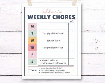 Tabla de tareas editable / Plantilla de Canva / Tabla de tareas semanales